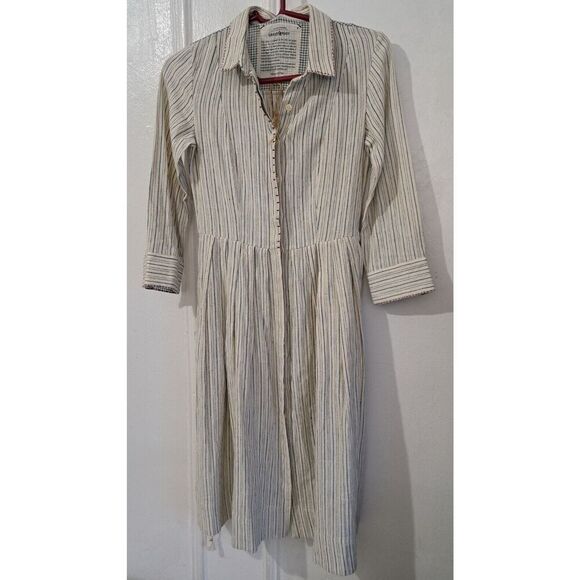 Anita Dongre womens Small ALL NATURAL KALA COTTON Button SHIRT DRESS Beige - Picture 2 of 11